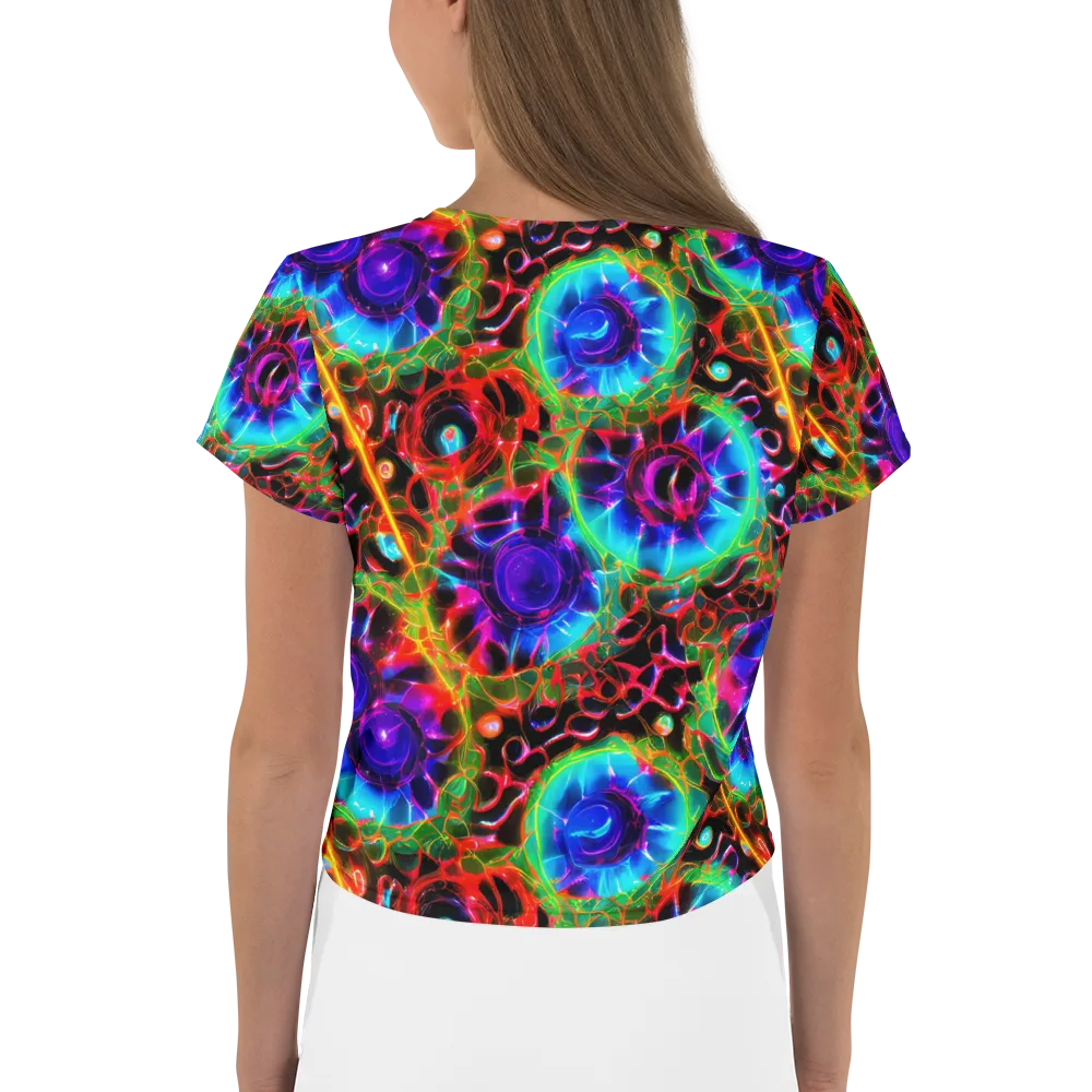 Neon Bloomstorm on Crop Tee — Back