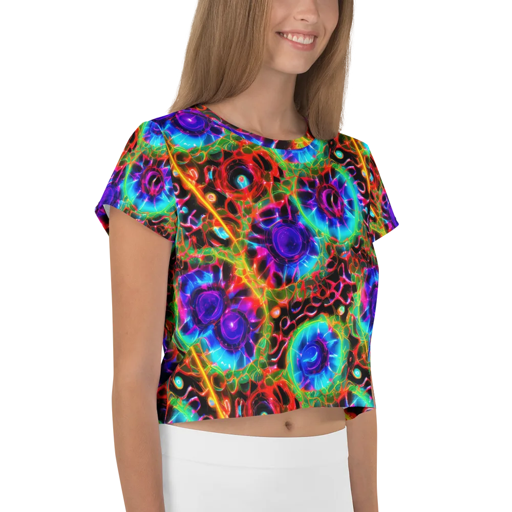 Neon Bloomstorm on Crop Tee — Right