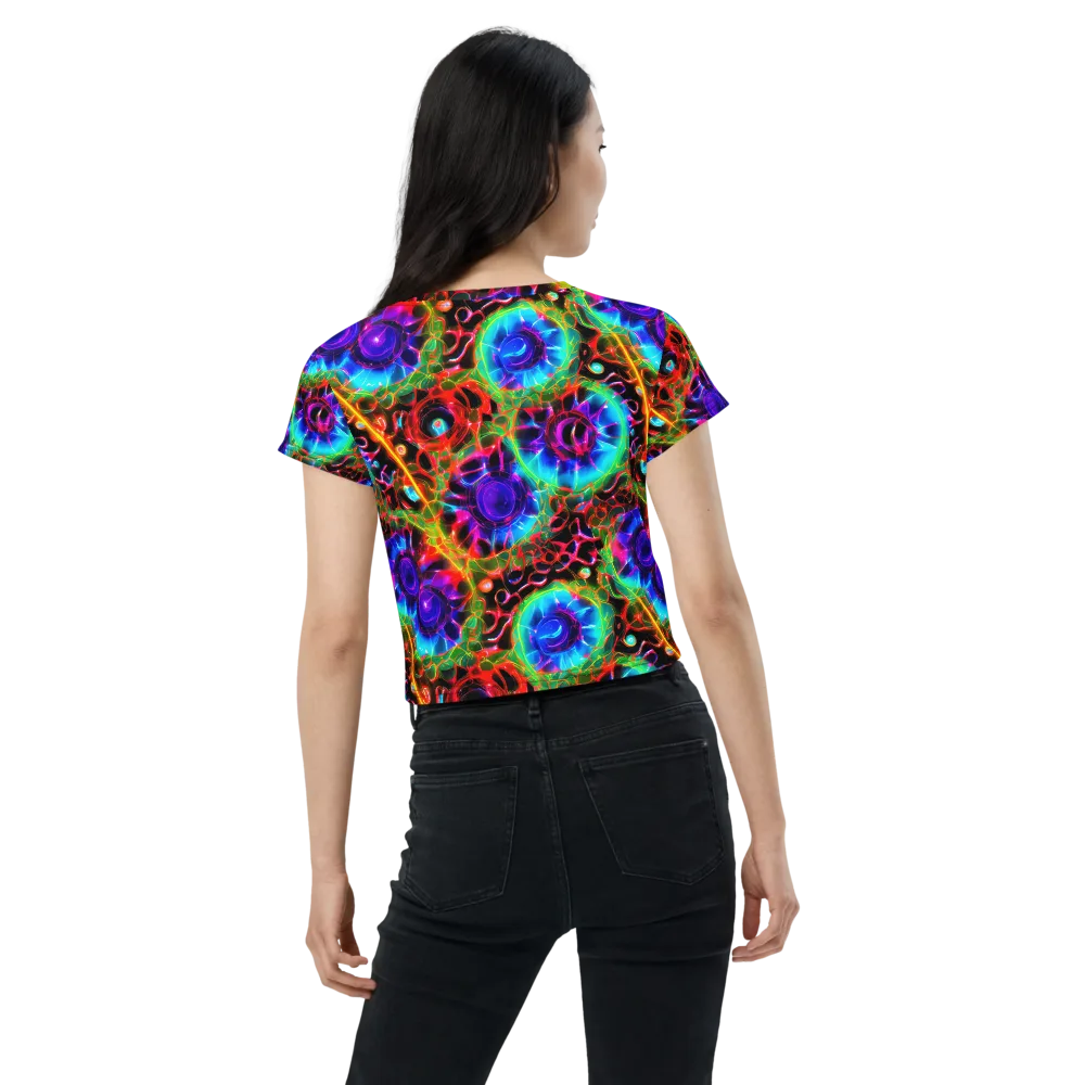 Neon Bloomstorm on Crop Tee — Back