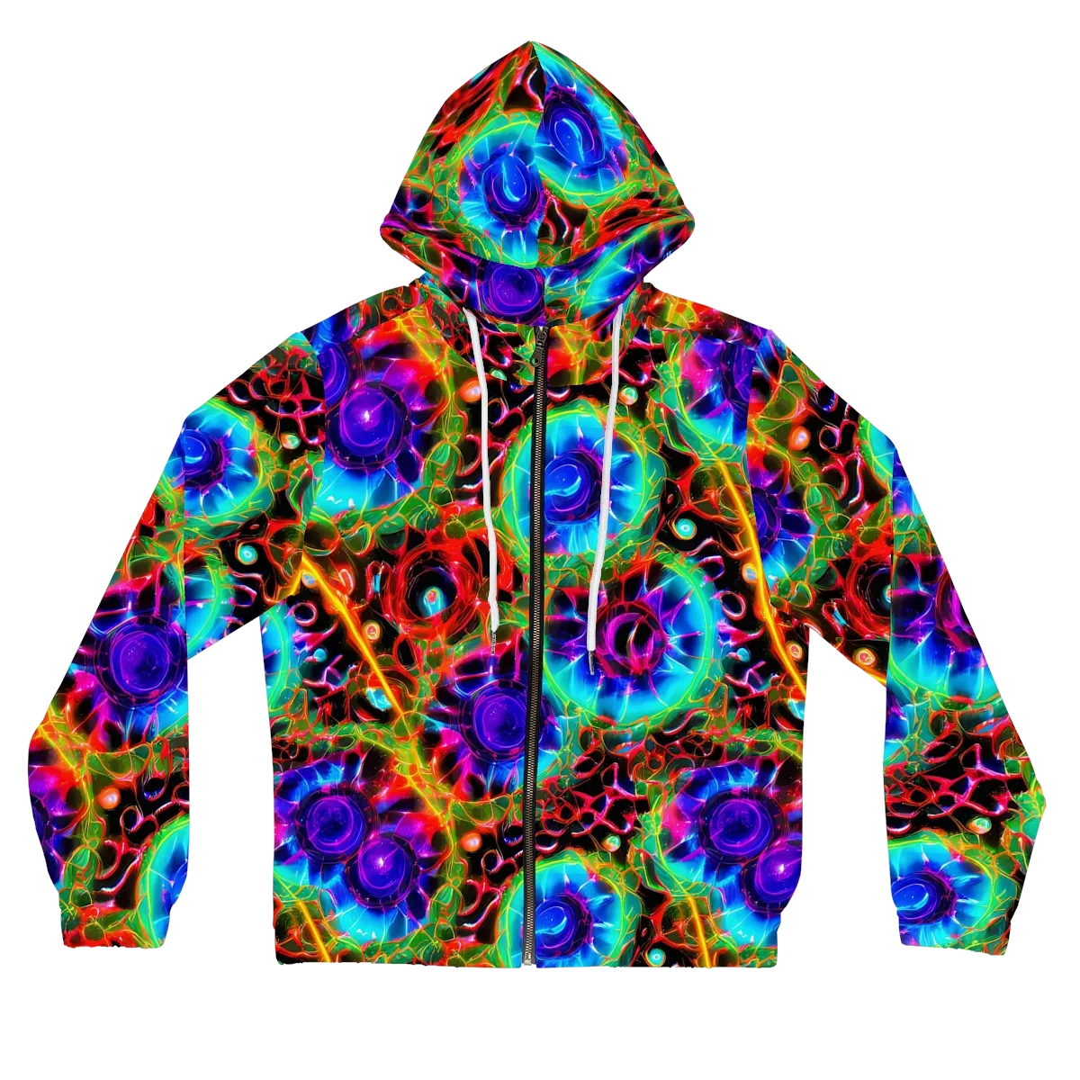 Neon Bloomstorm on Women's Full-Zip Hoodie — Front