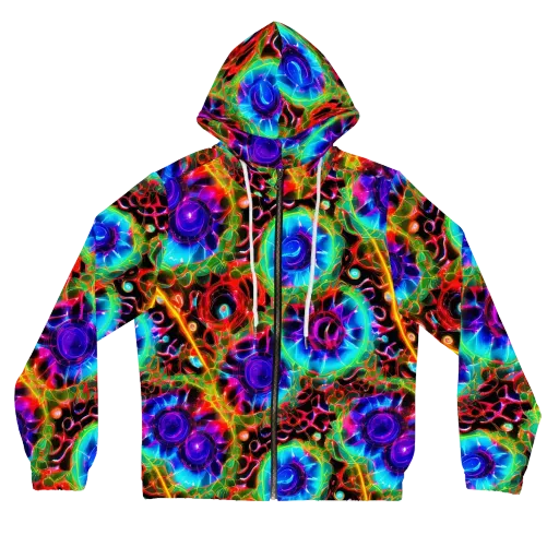 Neon Bloomstorm on a Women's Full-Zip Hoodie