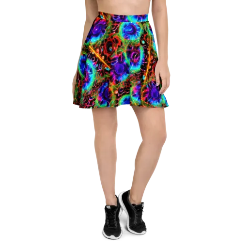 Neon Bloomstorm on a Skater Skirt