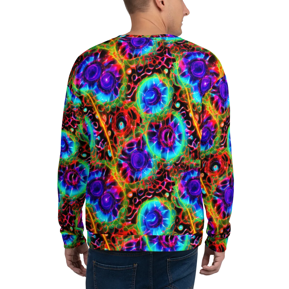 Neon Bloomstorm on Sweatshirt — Back