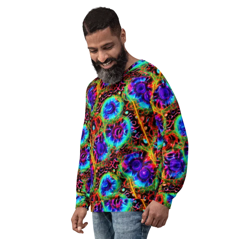 Neon Bloomstorm on Sweatshirt — Left Front