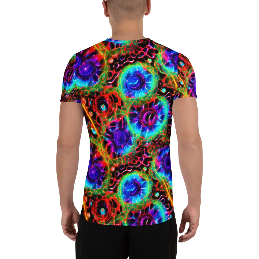 Neon Bloomstorm on Men's Athletic T-Shirt — Back