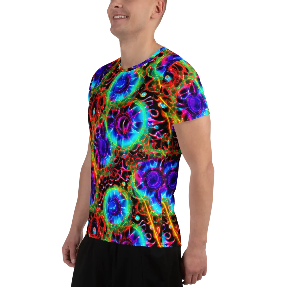 Neon Bloomstorm on Men's Athletic T-Shirt — Left