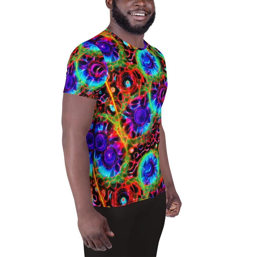 Neon Bloomstorm on Men's Athletic T-Shirt — Right