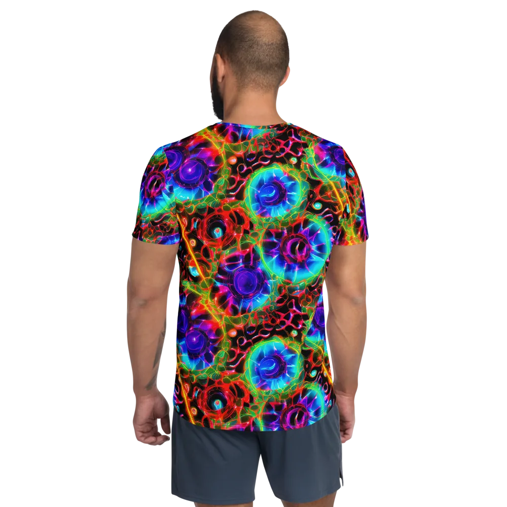 Neon Bloomstorm on Men's Athletic T-Shirt — Back