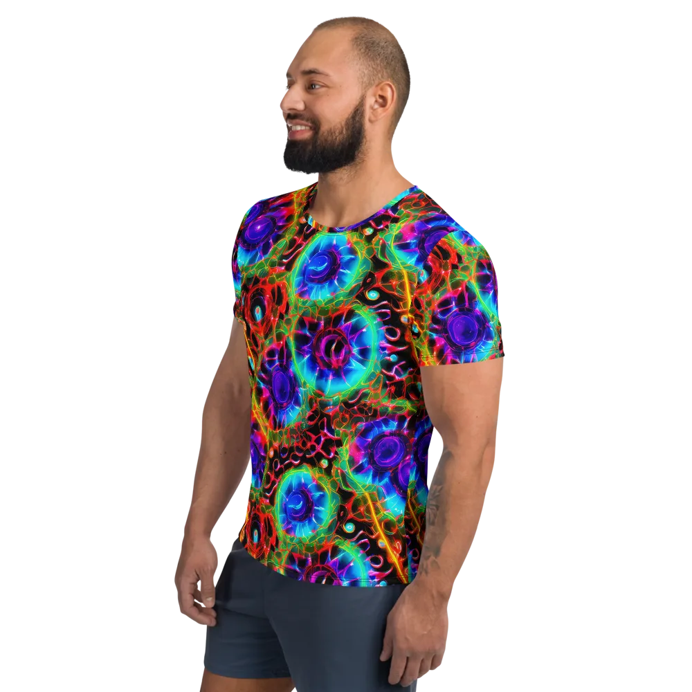 Neon Bloomstorm on Men's Athletic T-Shirt — Left
