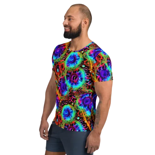Neon Bloomstorm on a Men's Athletic T-Shirt