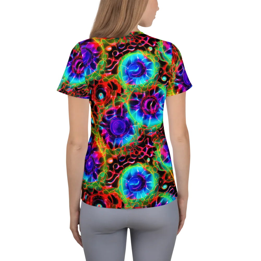 Neon Bloomstorm on Women's Athletic T-Shirt — Back