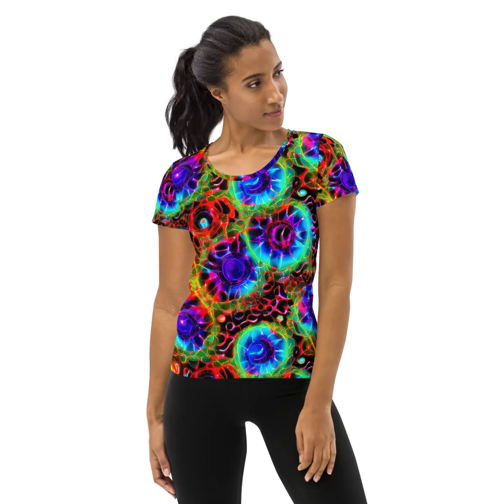 Neon Bloomstorm on Women's Athletic T-Shirt — Front