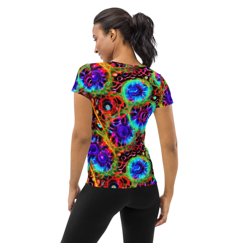 Neon Bloomstorm on Women's Athletic T-Shirt — Back