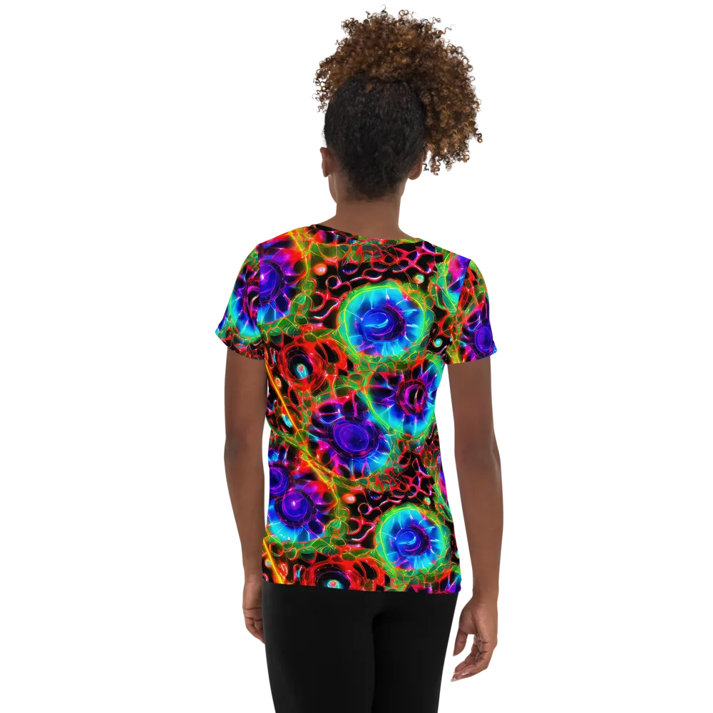 Neon Bloomstorm on Women's Athletic T-Shirt — Back