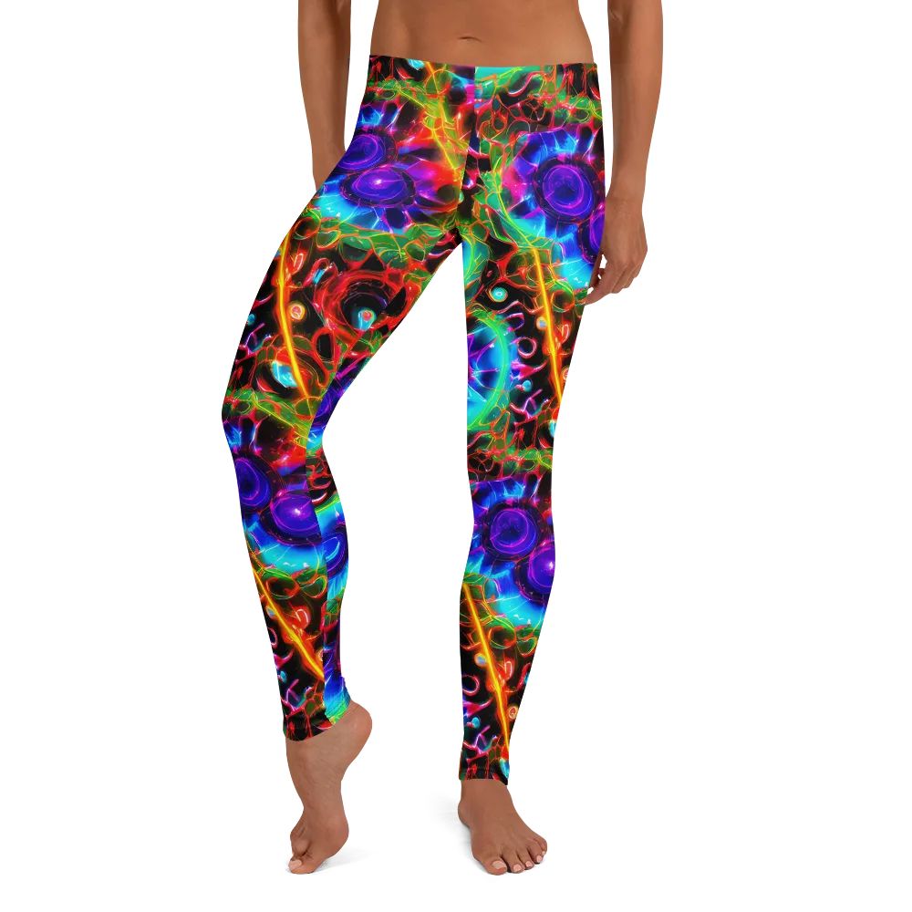 Neon Bloomstorm on Leggings — Front
