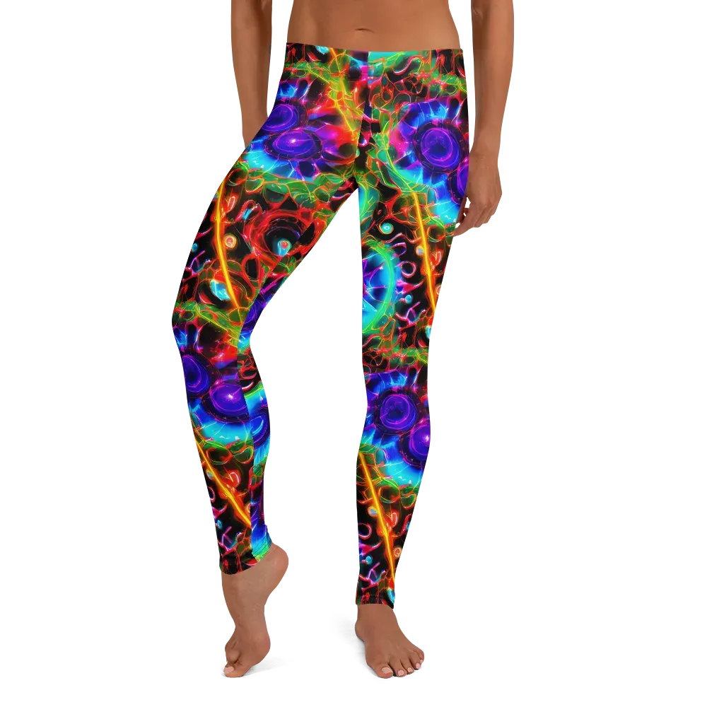 Neon Bloomstorm on Leggings — Front
