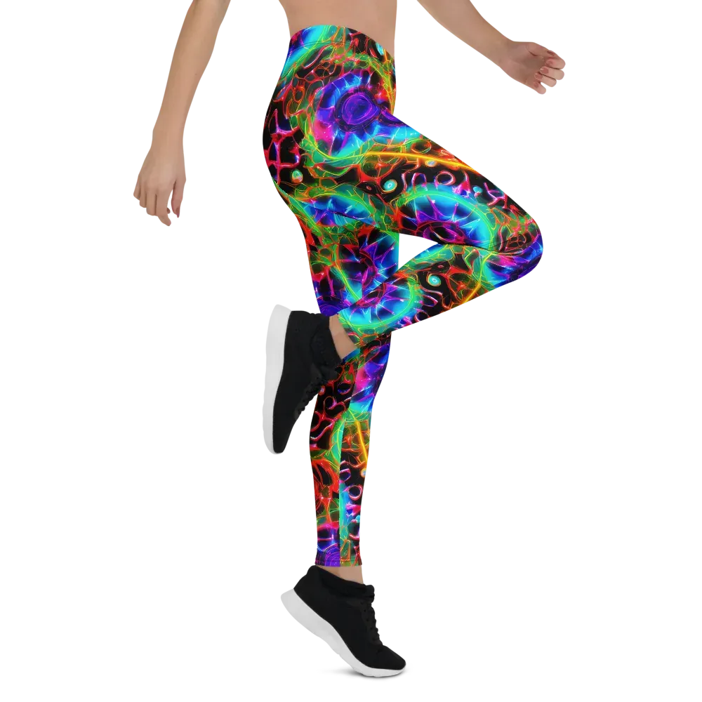 Neon Bloomstorm on Leggings — Right