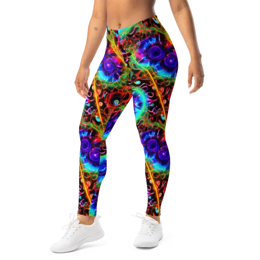 Neon Bloomstorm on a Leggings