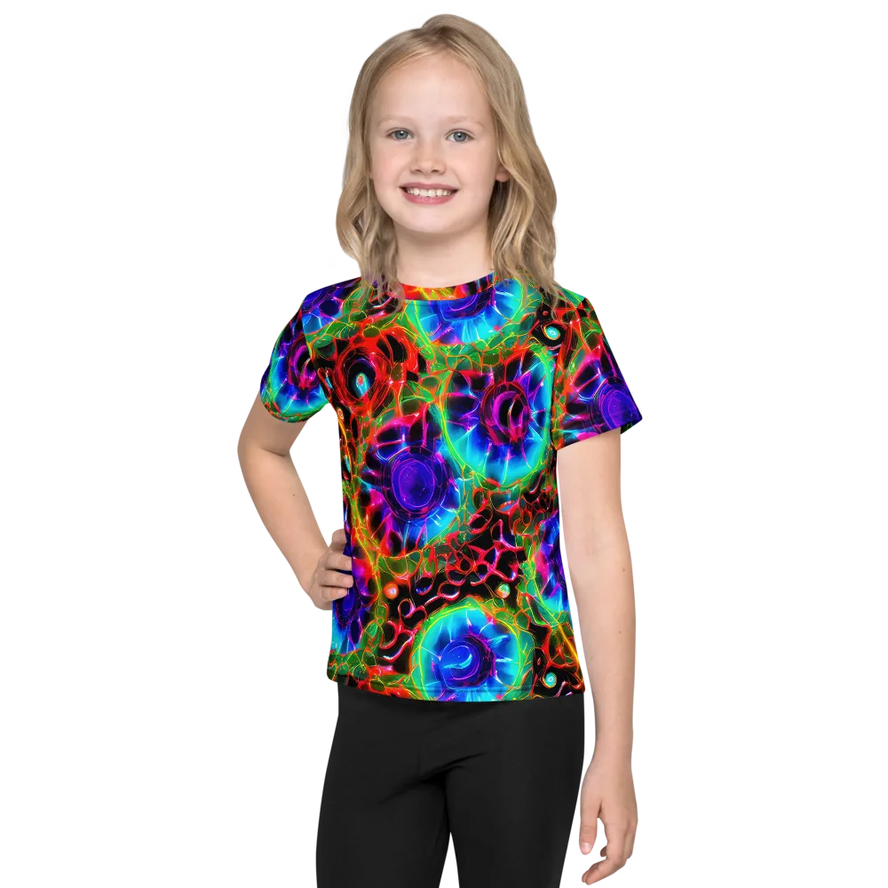 Neon Bloomstorm on Kids Crew Neck T-Shirt — Front