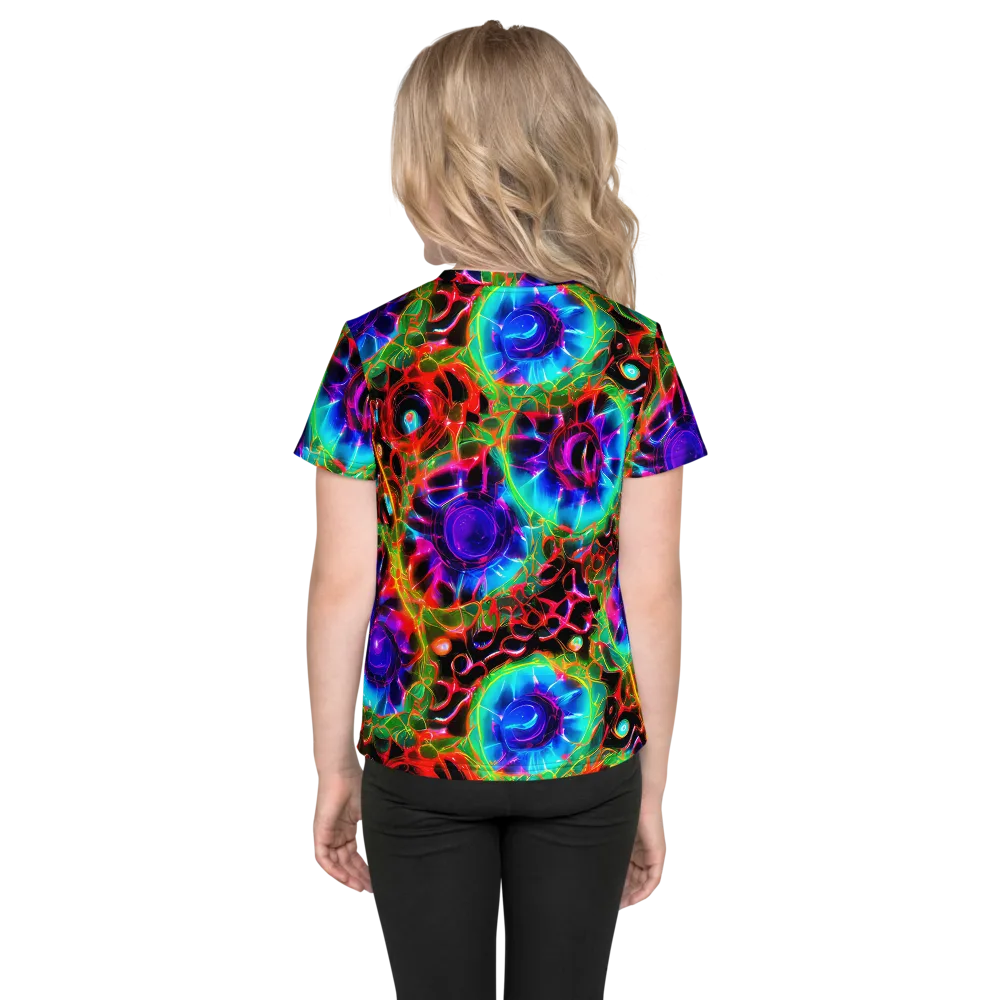 Neon Bloomstorm on Kids Crew Neck T-Shirt — Back