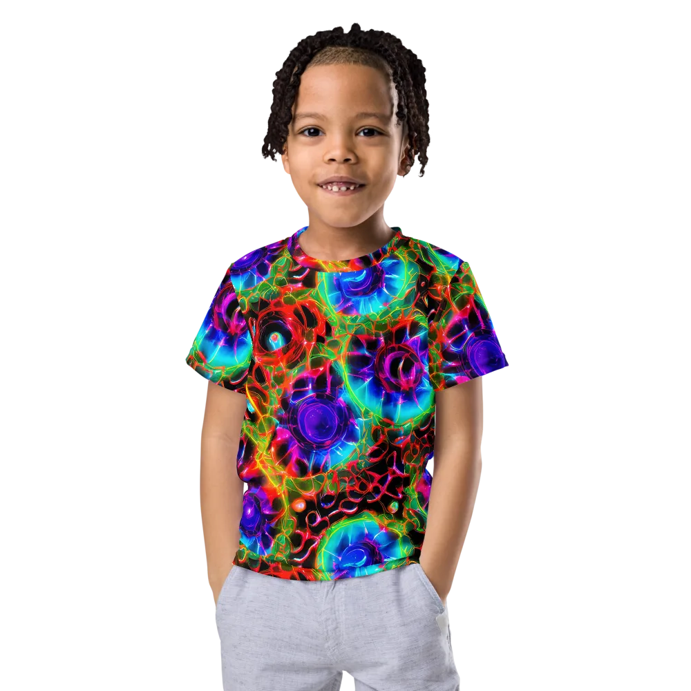 Neon Bloomstorm on Kids Crew Neck T-Shirt — Front