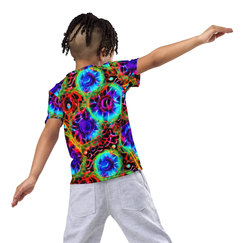 Neon Bloomstorm on Kids Crew Neck T-Shirt — Back