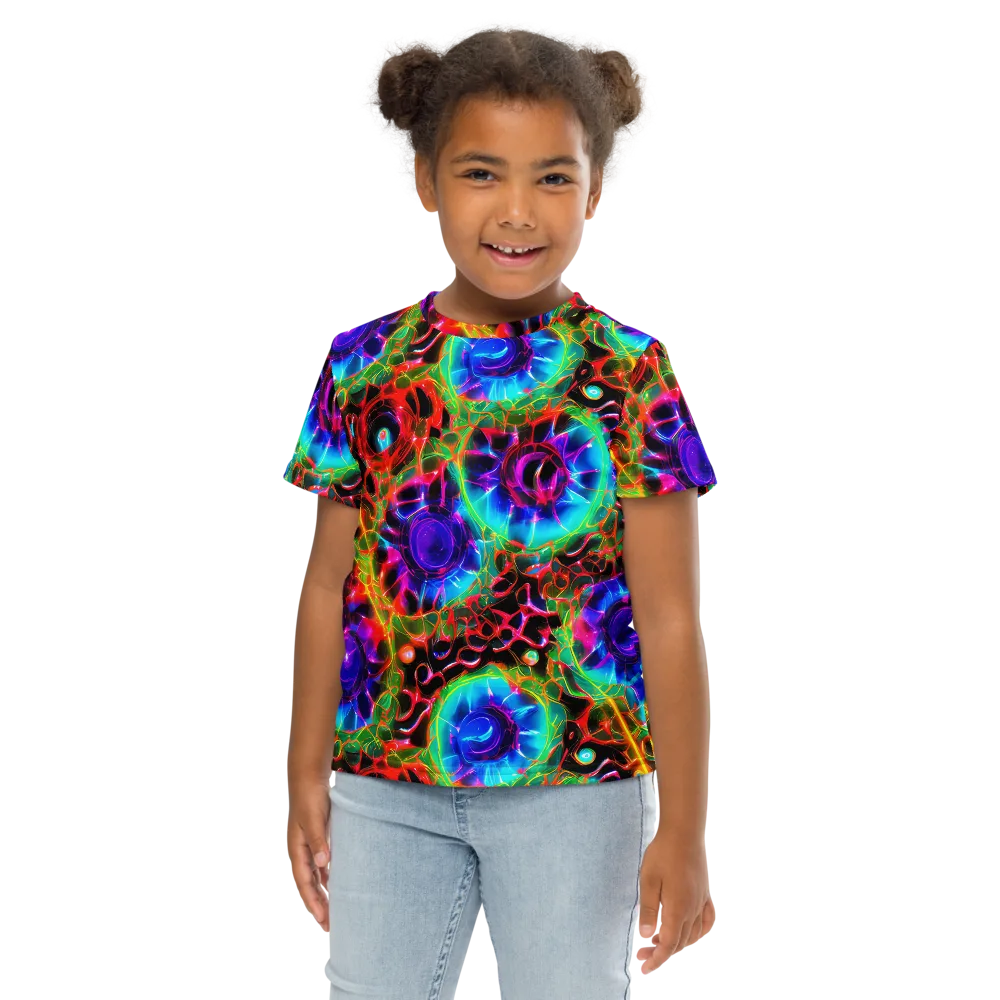 Neon Bloomstorm on Kids Crew Neck T-Shirt — Front