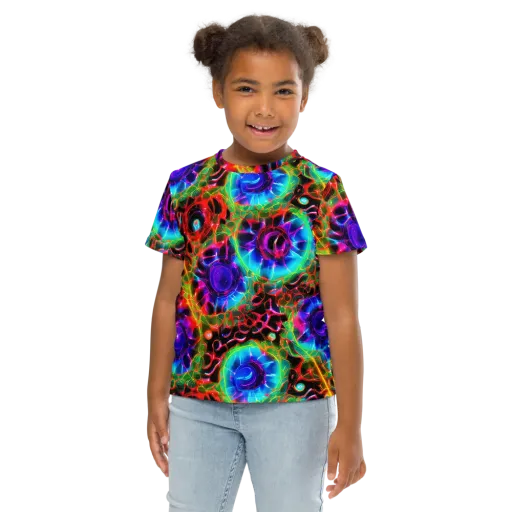 Neon Bloomstorm on a Kids Crew Neck T-Shirt