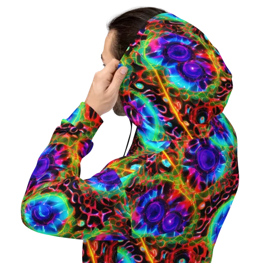 Neon Bloomstorm on a Hoodie