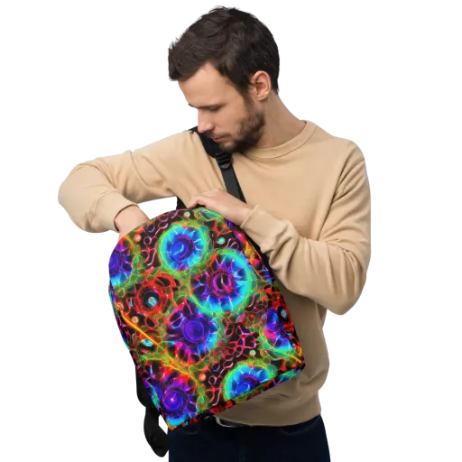 Neon Bloomstorm on a Minimalist Backpack