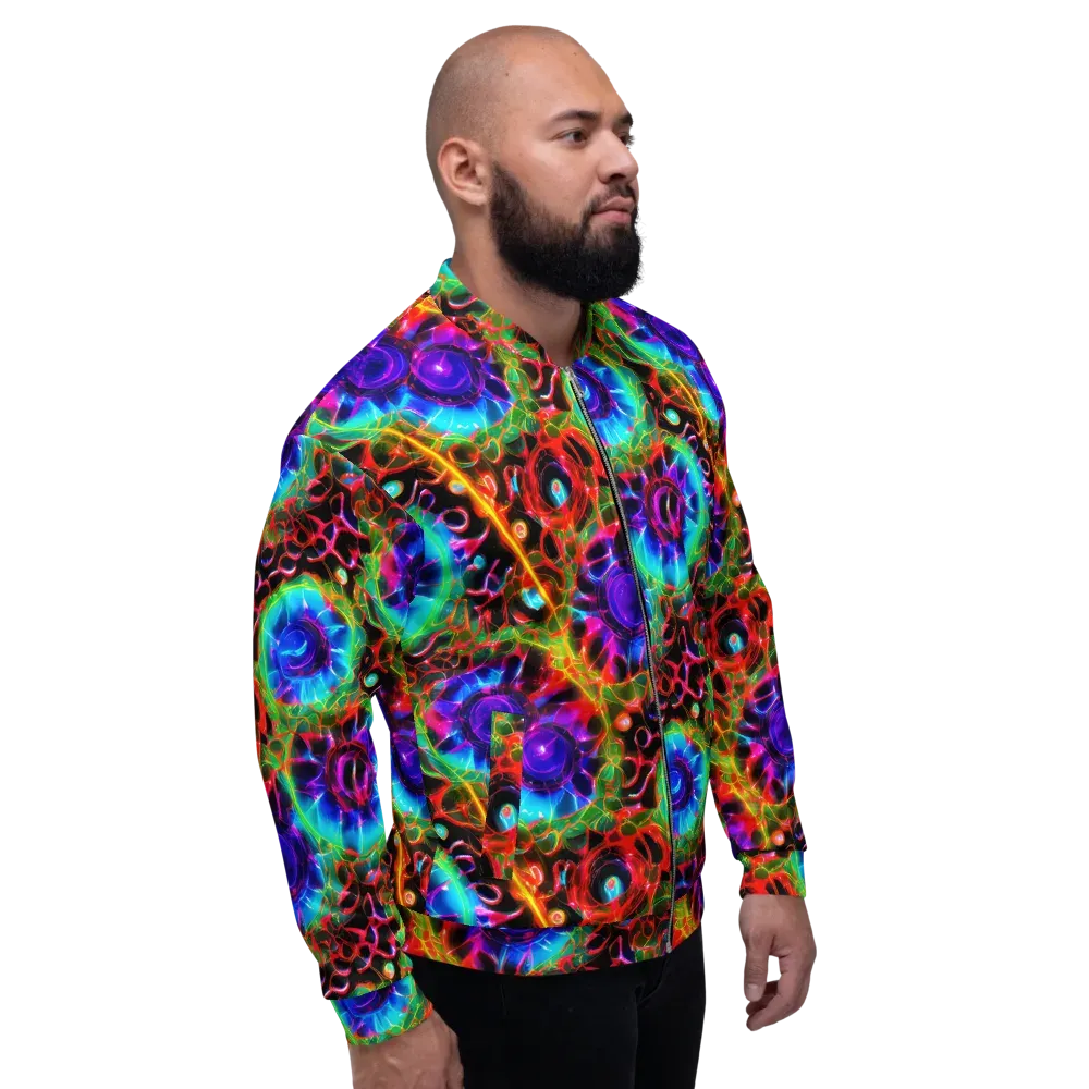 Neon Bloomstorm on Bomber Jacket — Right