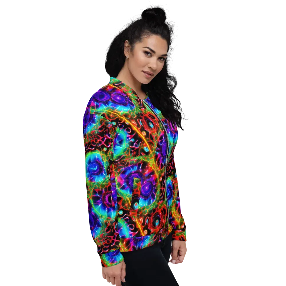 Neon Bloomstorm on Bomber Jacket — Right