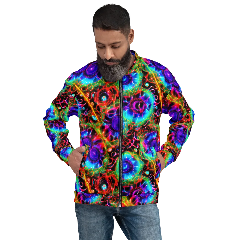 Neon Bloomstorm on Bomber Jacket — Front