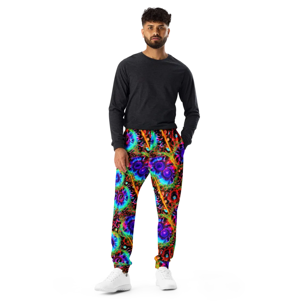 Neon Bloomstorm on Men's Joggers — Front