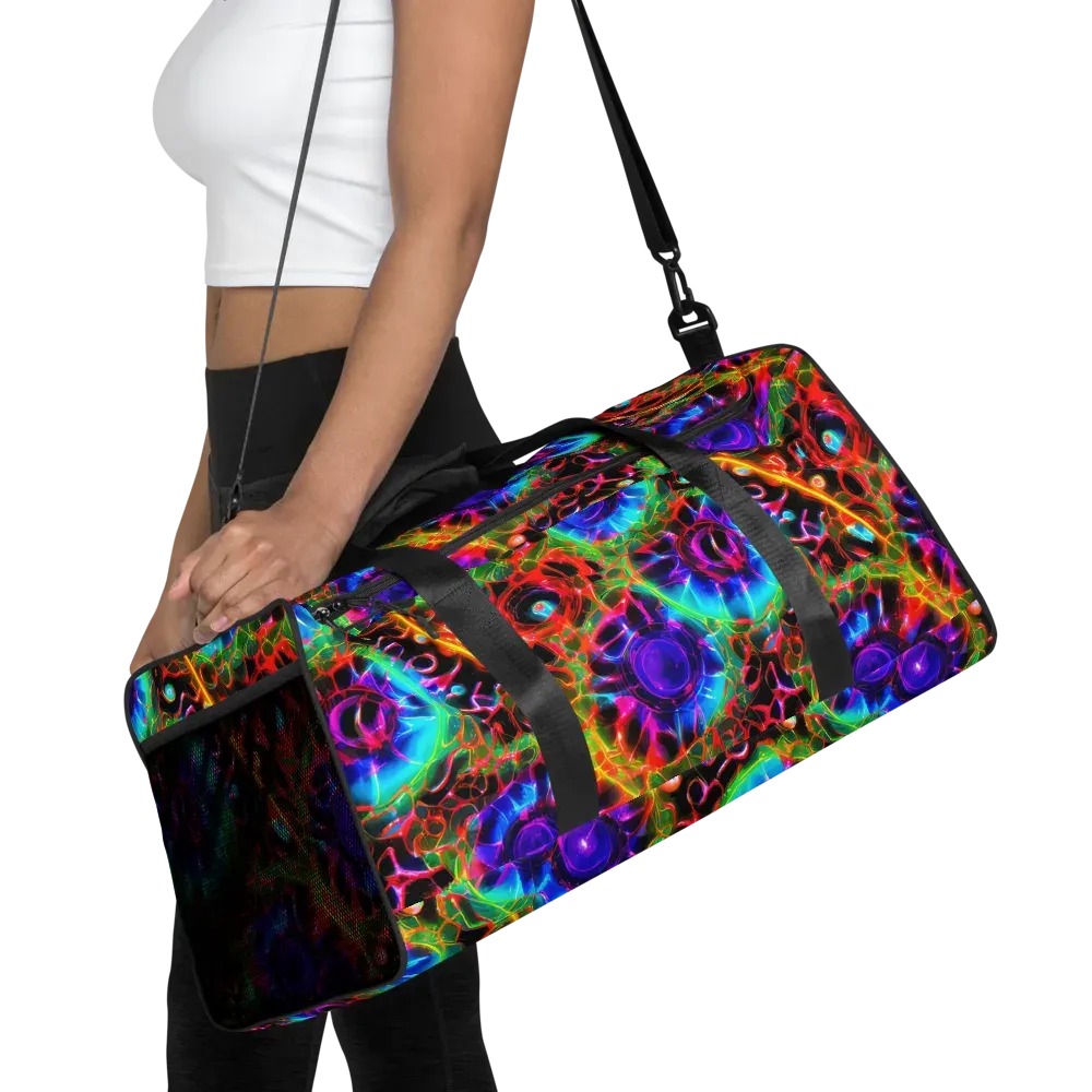 Neon Bloomstorm on Duffle Bag — Front
