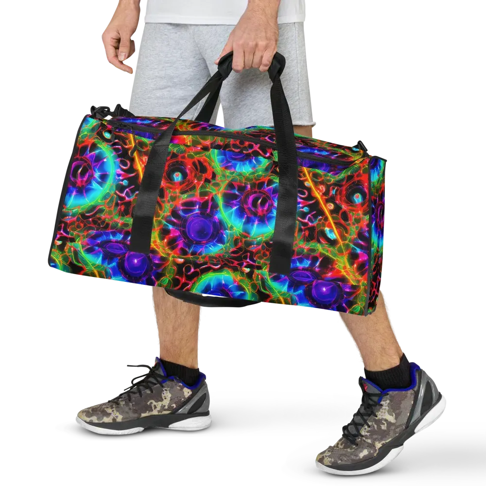 Neon Bloomstorm on Duffle Bag — Front