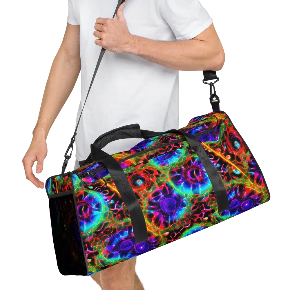 Neon Bloomstorm on Duffle Bag — Right Front