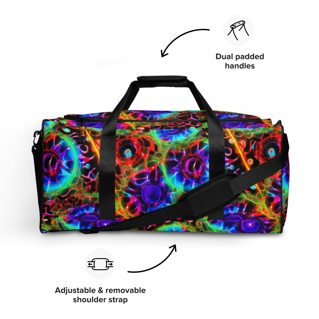 Neon Bloomstorm on Duffle Bag — Front