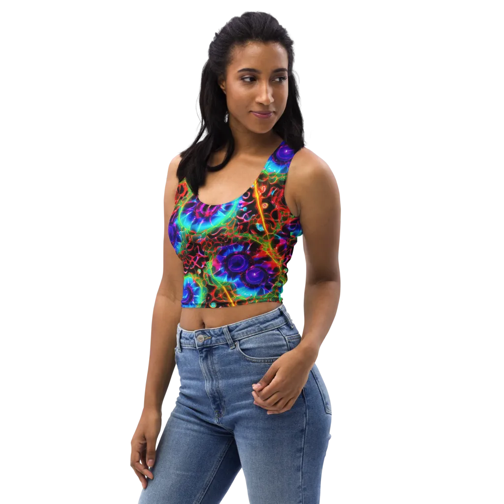 Neon Bloomstorm on Crop Top — Left Front