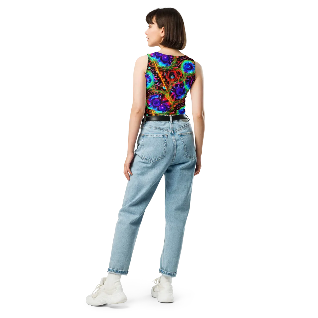 Neon Bloomstorm on Crop Top — Back