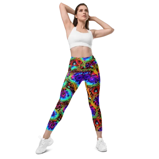 Neon Bloomstorm on a Leggings with Pockets