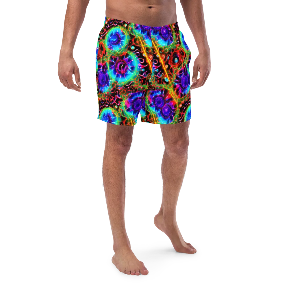Neon Bloomstorm on Swim Trunks — Front