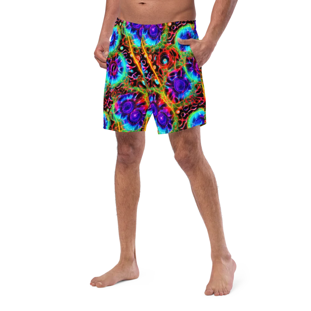 Neon Bloomstorm on Swim Trunks — Left Front