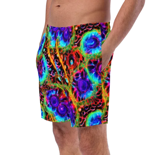 Neon Bloomstorm on a Swim Trunks