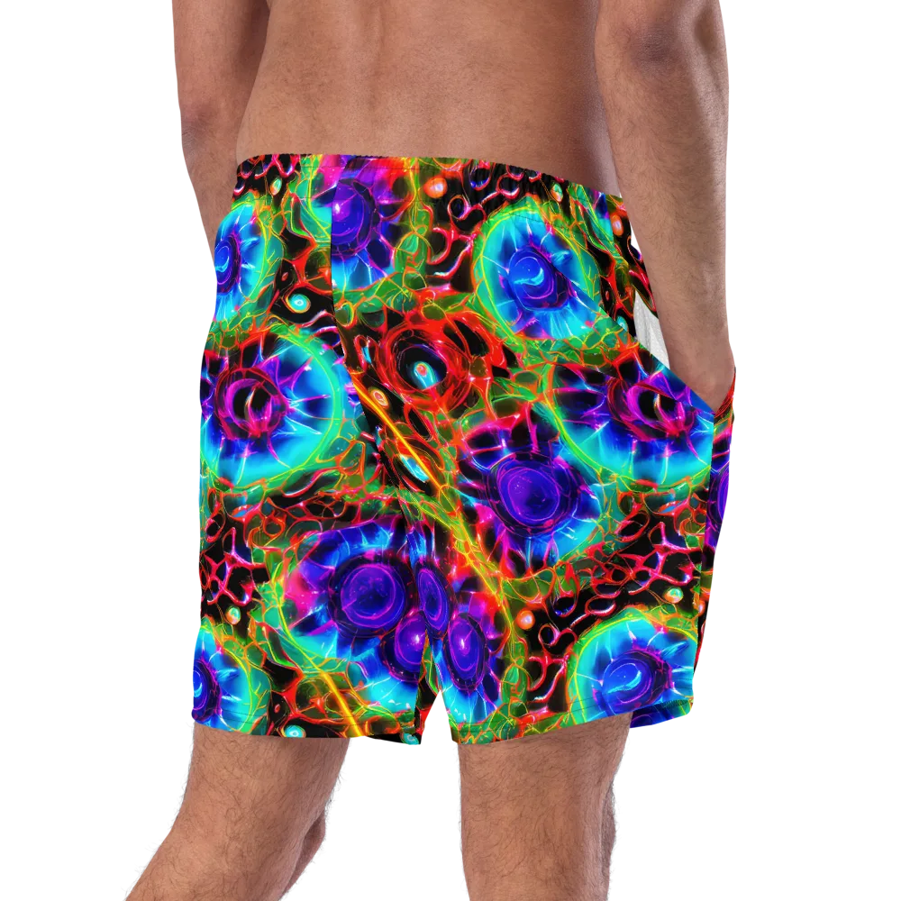 Neon Bloomstorm on Swim Trunks — Right Back