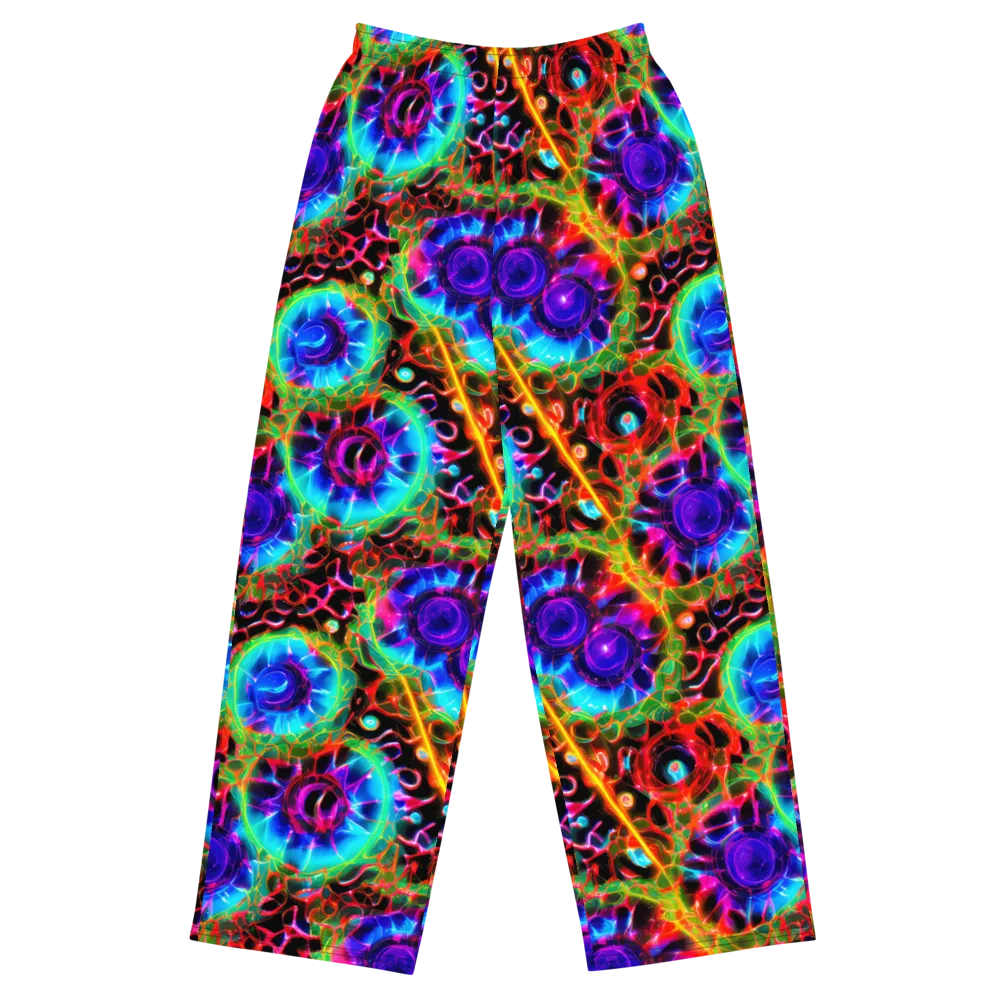 Neon Bloomstorm on Wide-Leg Pants — Front