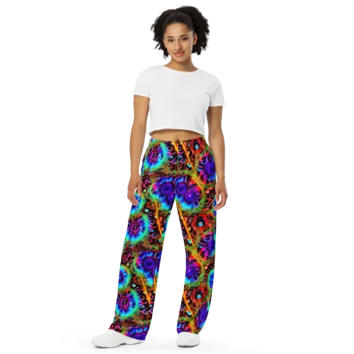 Neon Bloomstorm on a Wide-Leg Pants