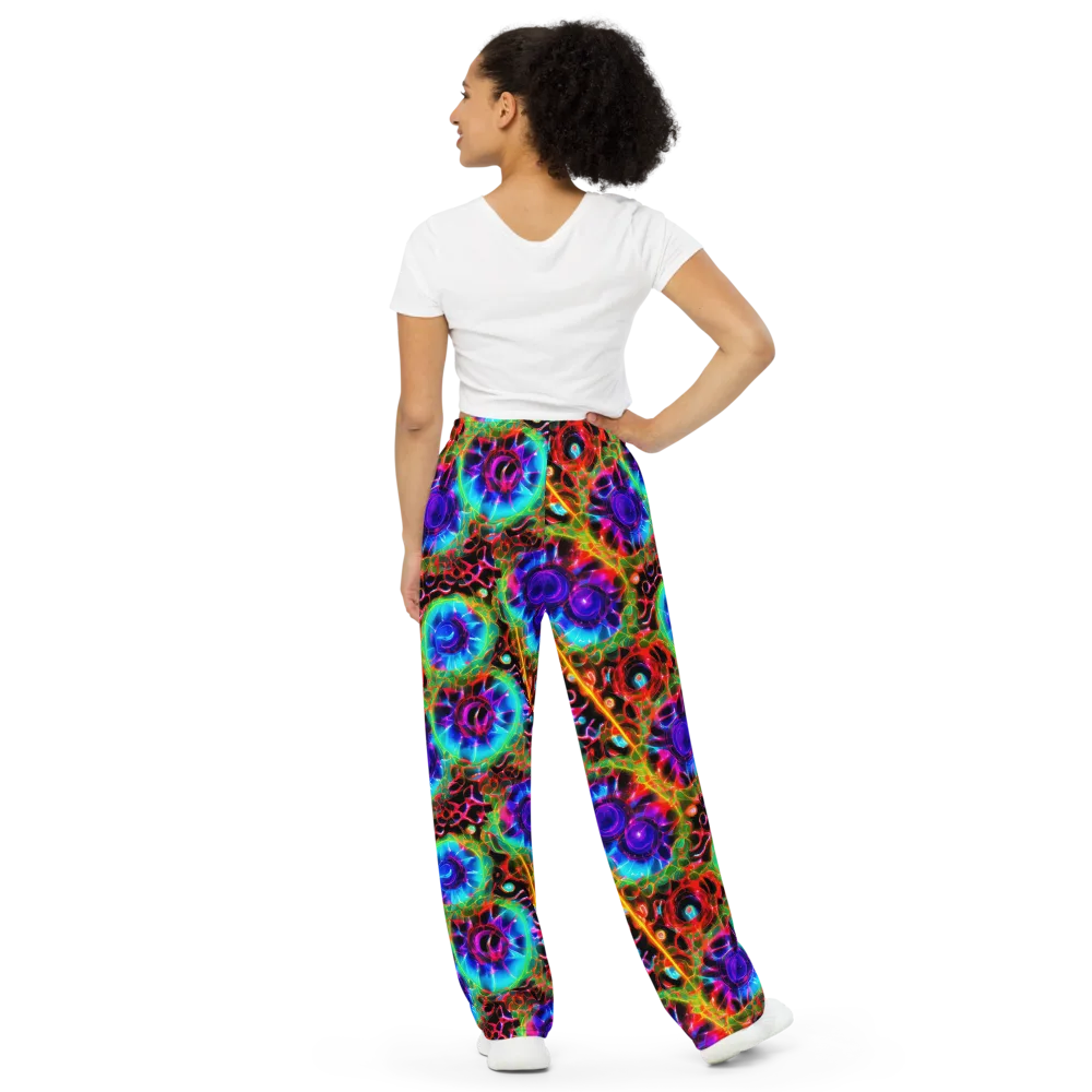 Neon Bloomstorm on Wide-Leg Pants — Back