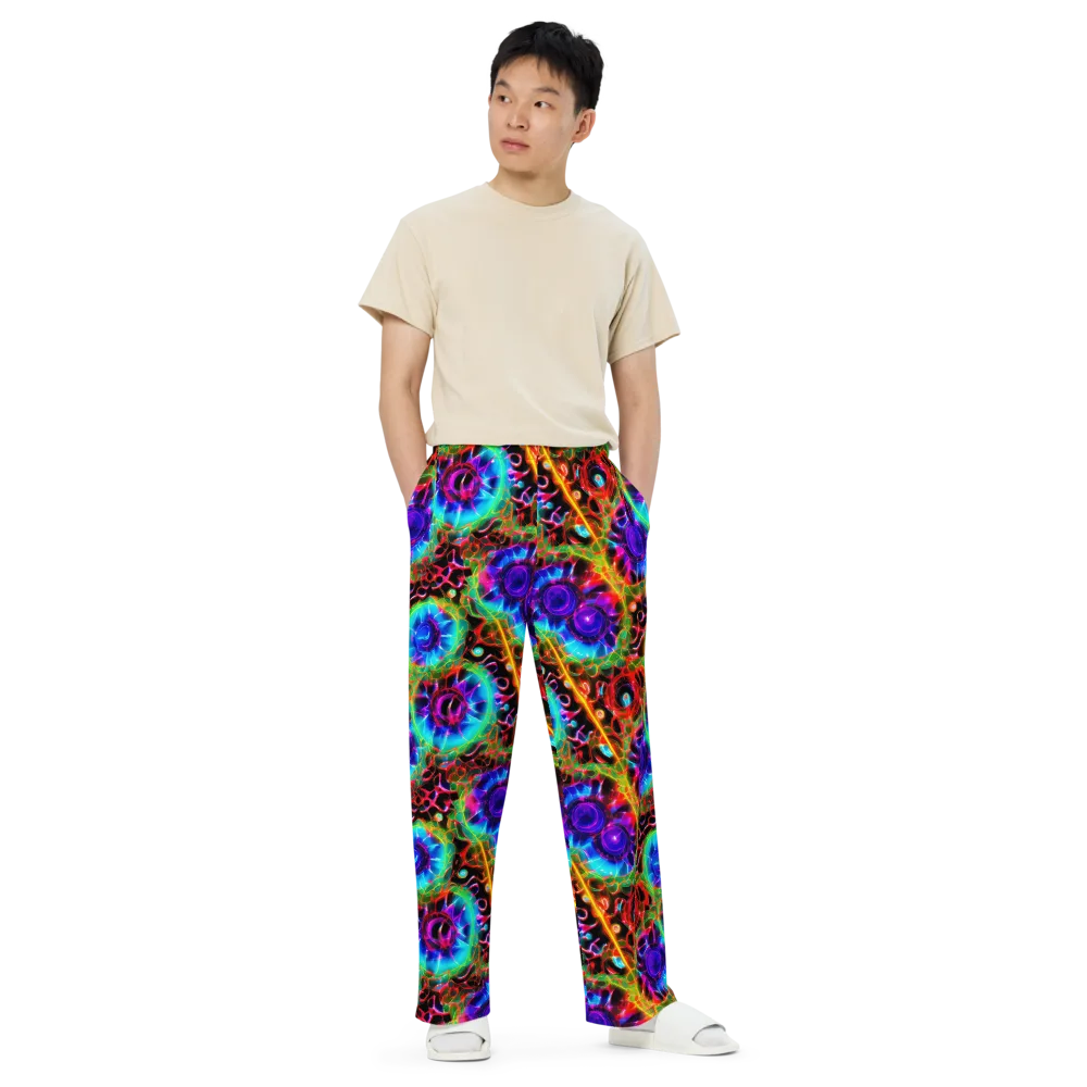 Neon Bloomstorm on Wide-Leg Pants — Front