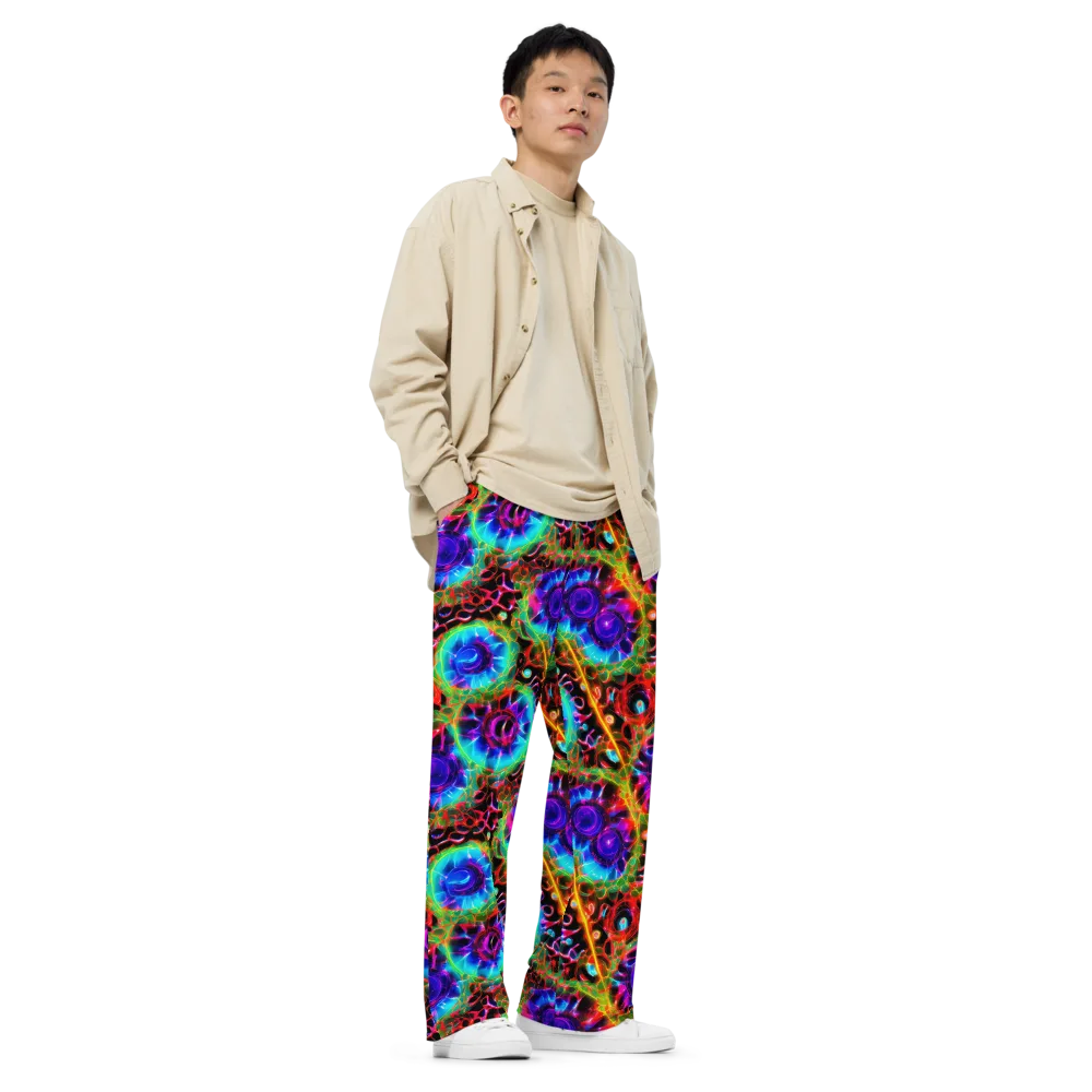 Neon Bloomstorm on Wide-Leg Pants — Right Front